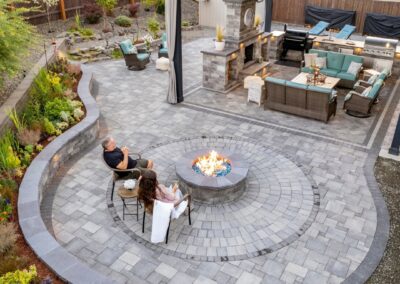 fire pit and covered outdoor fireplace